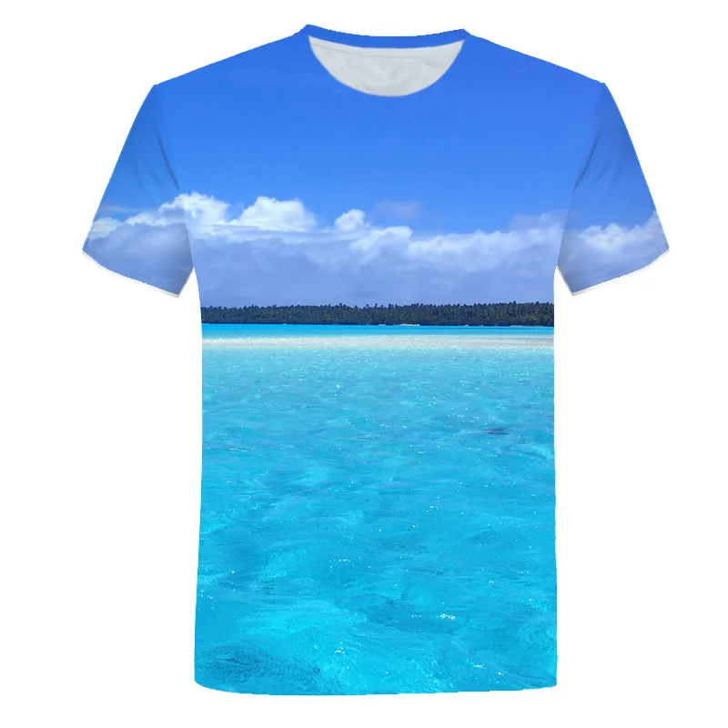 2021 Fashion Beach Holiday Leisure Style Men t-shirt 3D Print Ocean Graphic t shirts Summer Round Neck Short Sleeve T-shirt Tops