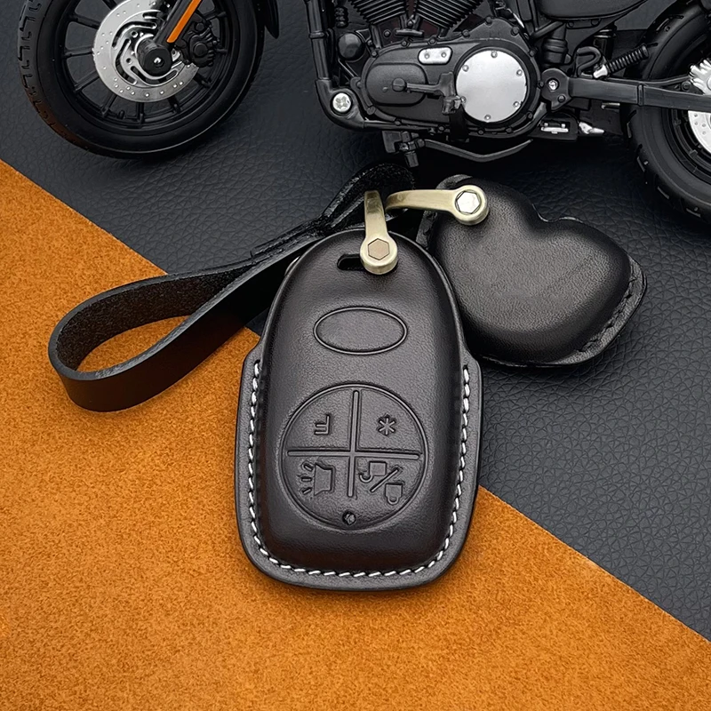 Smart Key Genuine Leather Case Fob Cover Kit For Vespa GTS300 Motorcycles Keychains