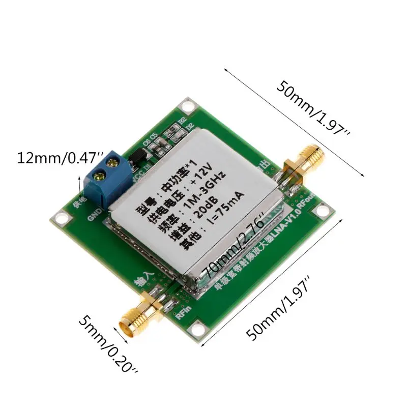 Imagem -03 - Módulo Amplificador de Baixo Ruído Banda Larga Lna rf de 20db com 2023 Ghz e 3000mhz Uhf e Vhf Novo 2.4