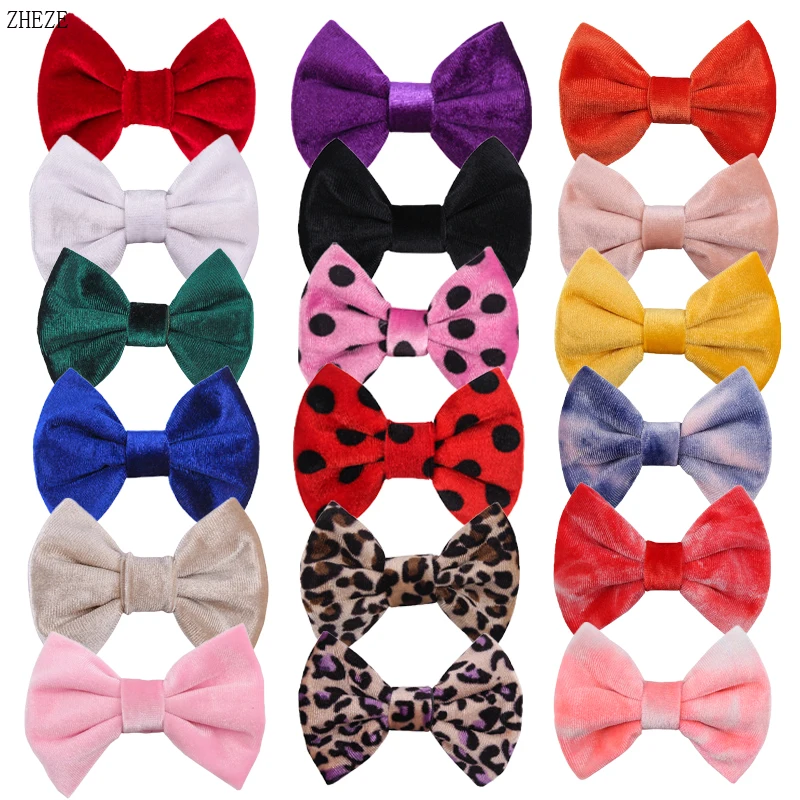 2Pcs/Lot New 4'' Soft Velvet Bow Barrettes For Girls Cute Handmade Hairpins Children Hair Clips DIY Party Hair Accessories