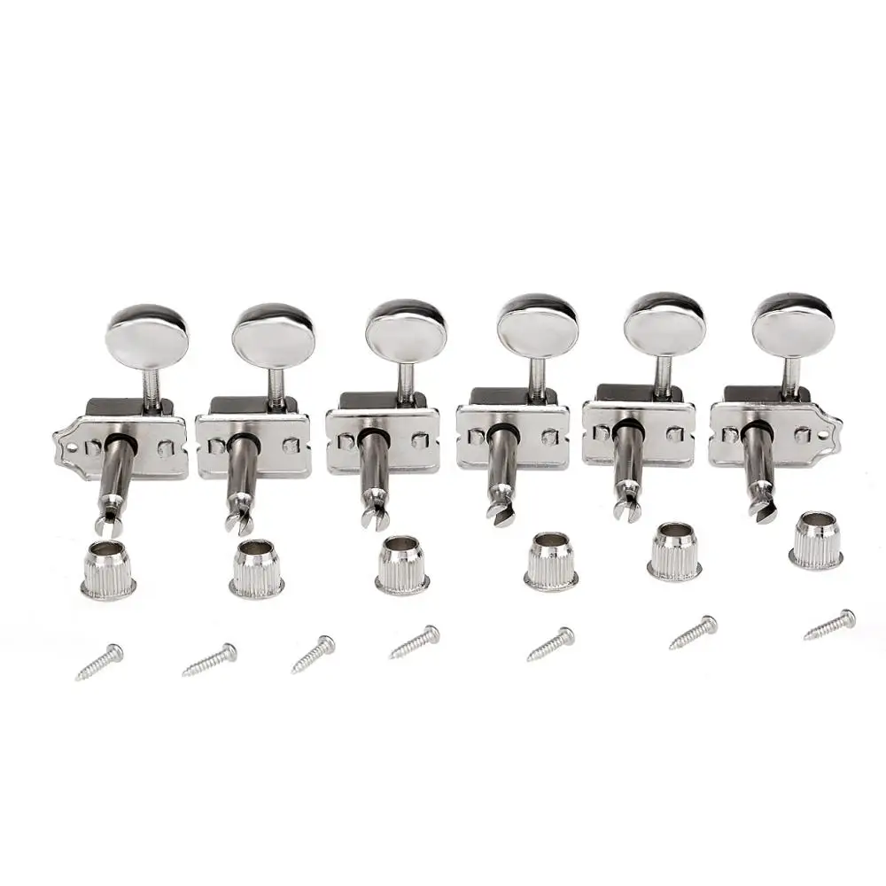 Wilkinson Vintage Deluxe Guitar Tuners 6 in Line Machine Heads Tuning Pegs Keys Set for Classic Vibe Fender ST/Tele, Nickel