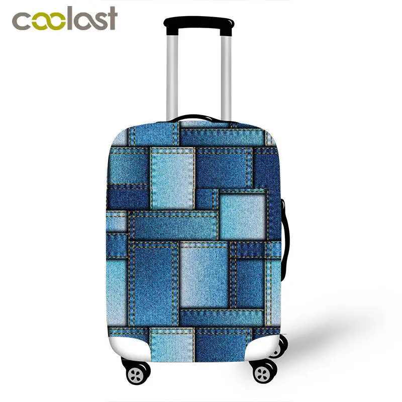 Fashion Luggage Cover for 18-32inch Trolley Case Denim Print Luggage Cover Travel Accessories Elastic Luggage Protective Covers