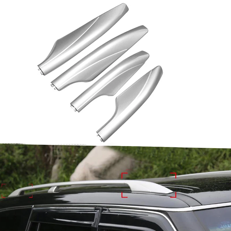 

For Nissan Patrol Y62 2010 - 2013 2014 2015 2016 2017 Silver ABS Roof Rack Bar Rail End Protection Replacement Cover Shell 4PCS