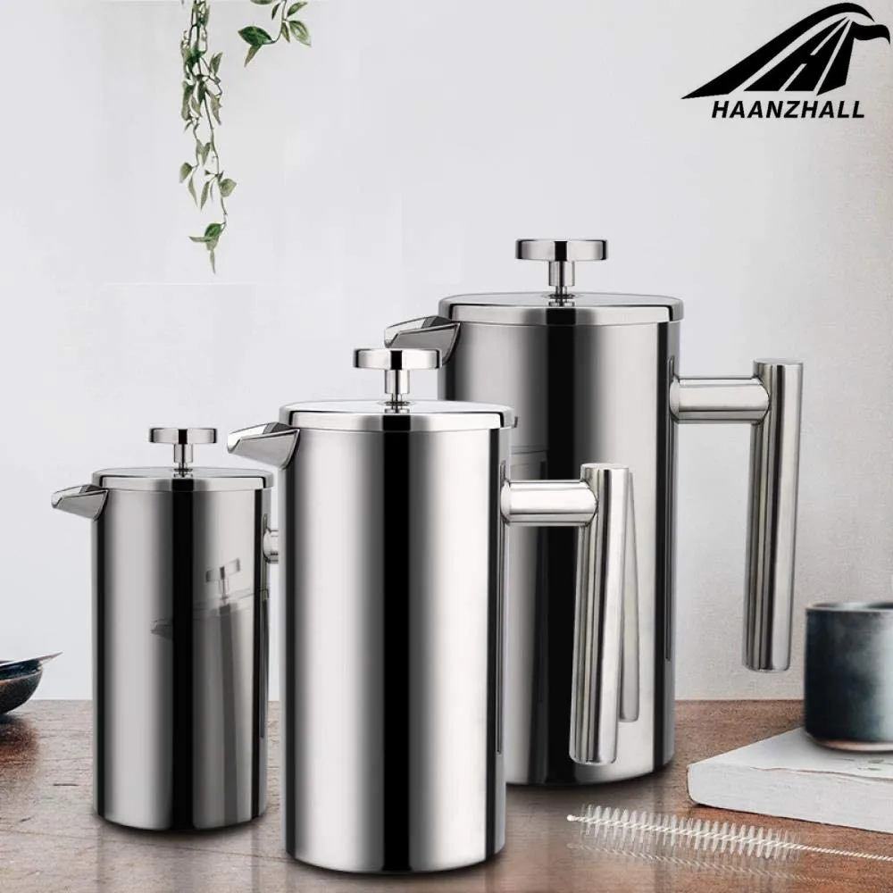 

French Press Coffee Maker Stainless Steel Coffee Percolator Pot,Double Wall & Large Capacity Manual Cafetiere Coffee Containers