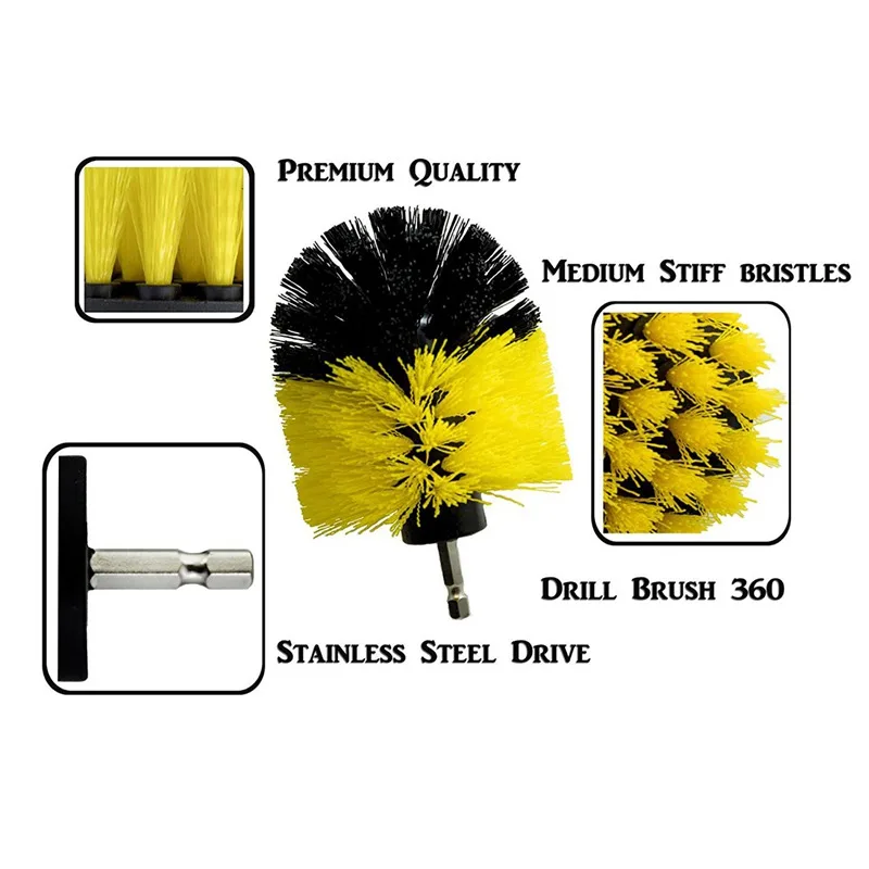 3pcs Eletric Drill Brush Tile Grout Power Scrubber Cleaning Tub Cleaner Combo Tool For Power Tools