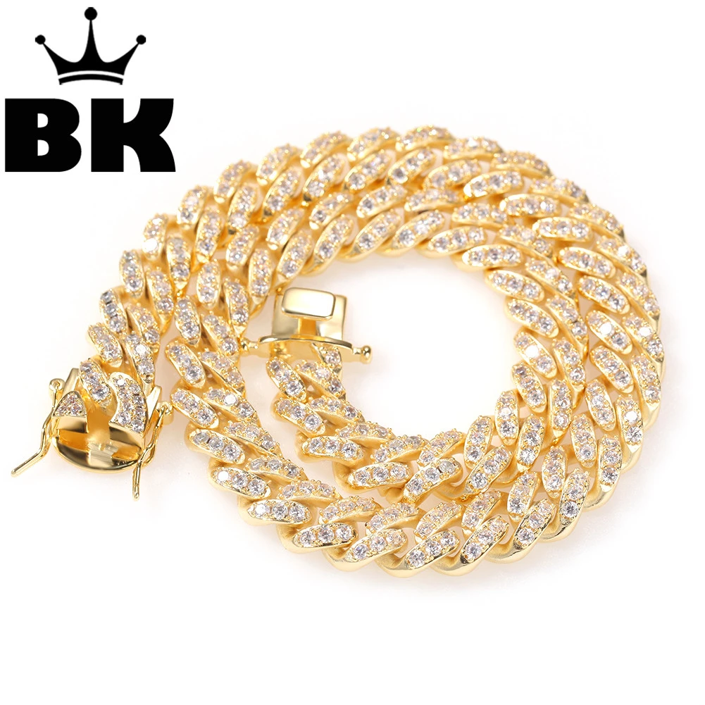 

THE BLING KING 12mm Micro Pave Iced CZ Cuban Chain Necklaces For Women Men 18K Gold Plated Link Luxury Jewelry Fashion Hip Hop