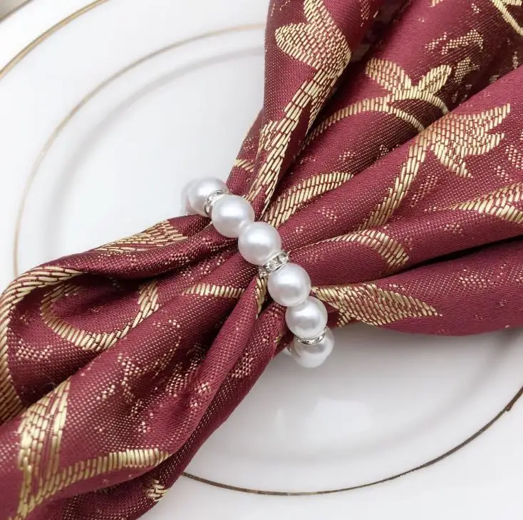 

100Pcs/Lot White Pearls Napkin Rings Wedding Napkin Buckle For Wedding Reception Party Table Decorations Supplies SN528