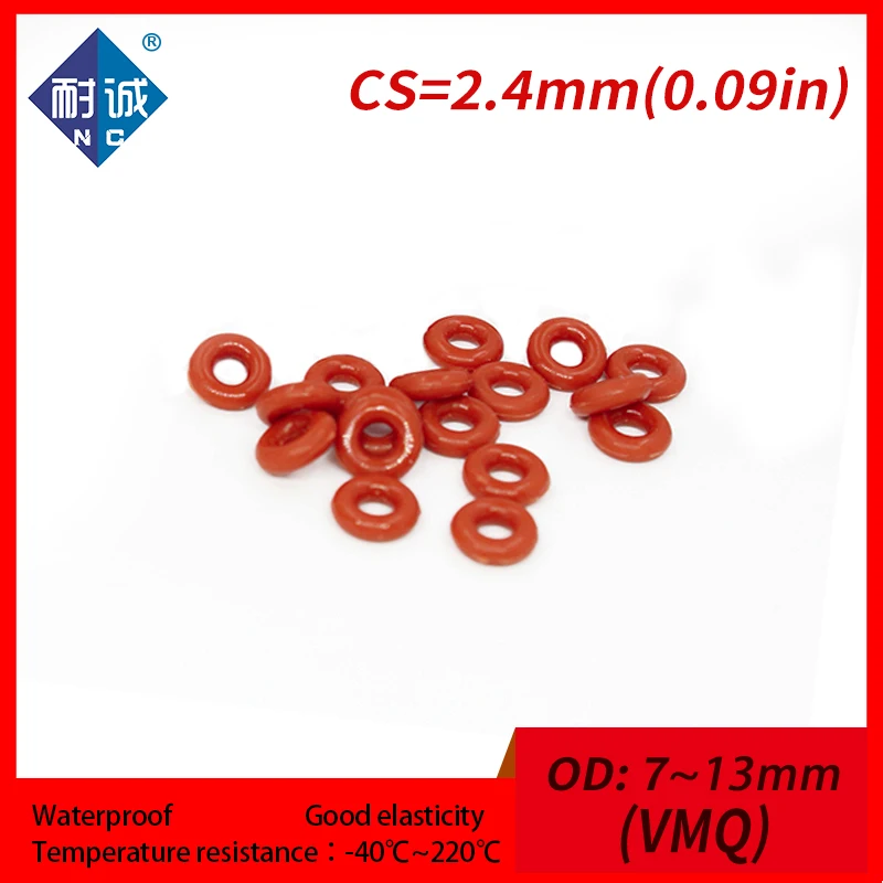 5PCS/lot Silicone rubber oring VMQ CS 2.4mm OD7/8/9/10/11/12/13mm Gasket Silicone O-ring waterproof Silica gel