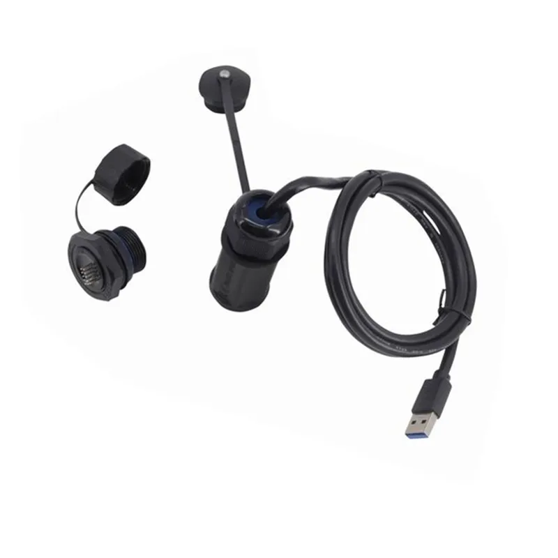

10Pin M25 IP68 USB 3.0 Type a Female Socket Plug Waterproof Extension Cable 1m/1.5m/3m with Dustproof Cap 3FT/5FT Length Options