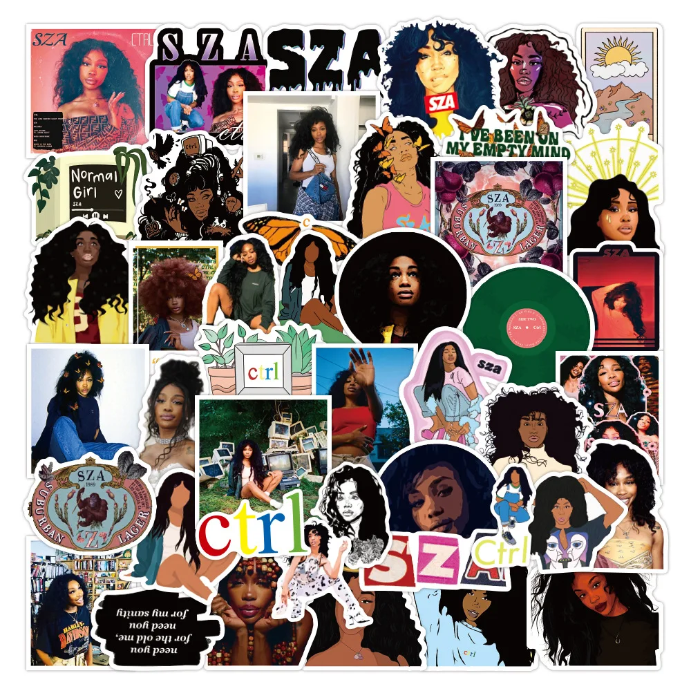 10/50pcs American Female Singer SZA Stickers Inspirational Black Girl Sticker for Skateboard Laptop Suitcase Helmet Decals Gift