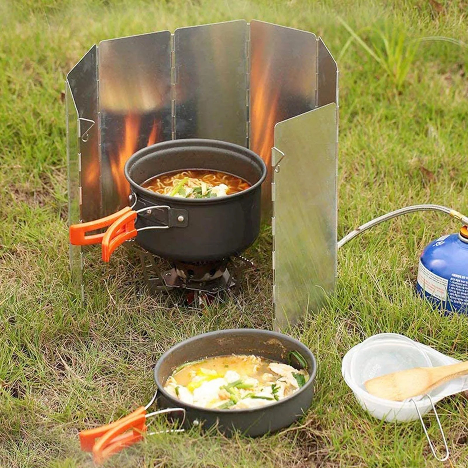 7/8/9 Plate Foldable Aluminum Outdoor Stove Wind Shield Gas Burner Windshield Wind Protector Picnic Camping Stove Windscreen