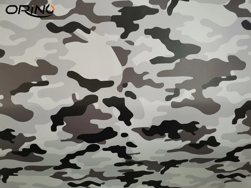 Snow Camouflage Vinyl Black White Gray Car Wrap Adhesive Decal DIY Air Release Roll