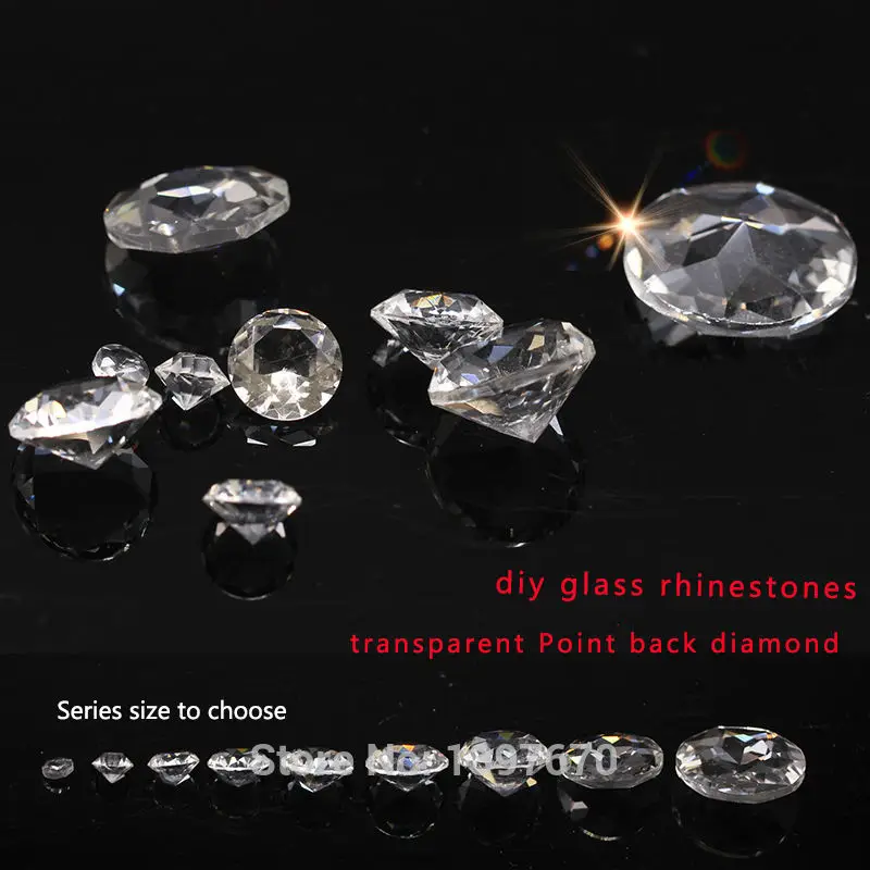 transparent unfoiled round drill fancy stone point back Glass Crystal Jewelry beads nail art rhinestone necklace brooch making