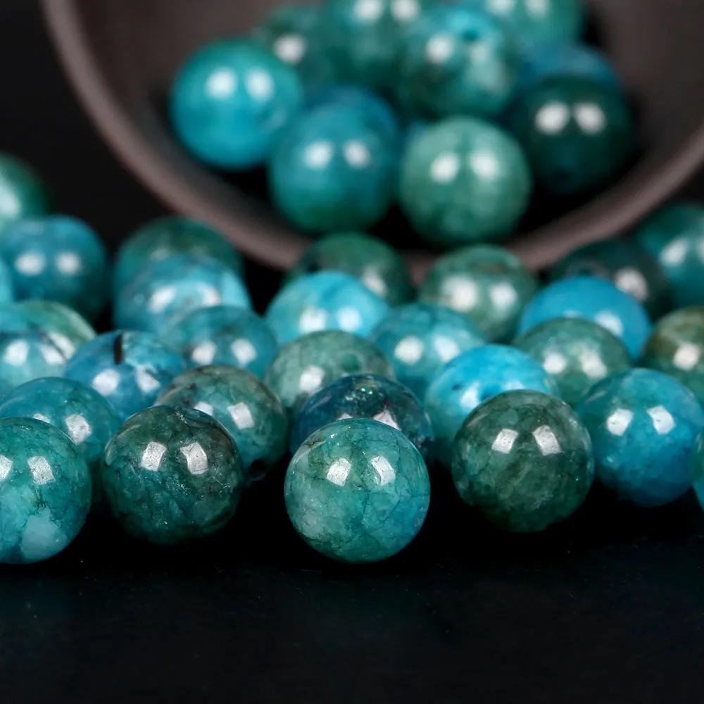 Natural Blue Apatite Chalcedony Jades Stone Round Loose Spacer Beads For Jewelry Making 6/8/10mm DIY Bracelet Necklace