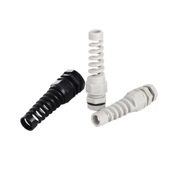 5pcs IP68 Waterproof M12 PG7/PG9/PG11 Cable Gland Connector Plastic Flex Spiral Strain Relief Protector For 3.5-6mm Wire Thread
