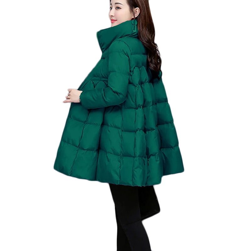 Women\'s Quilted Down Jacket, Padded Outerwear, Thick Warm Overcoat, Casual Parka, Long Cloak, Winter Fashion, New, 3XL