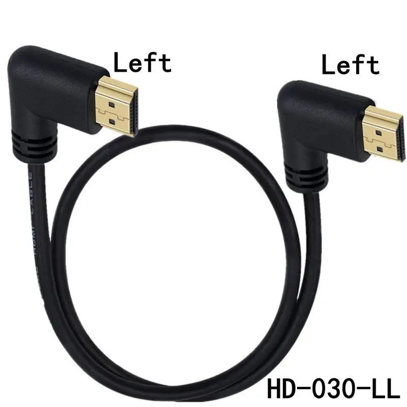 HDTV2.0 4K 3D Dual HDMI-compatible 90 Degree Left Angled HDTV Male To Right Angled HD Male HDTV Cable For DVD PS3 PC