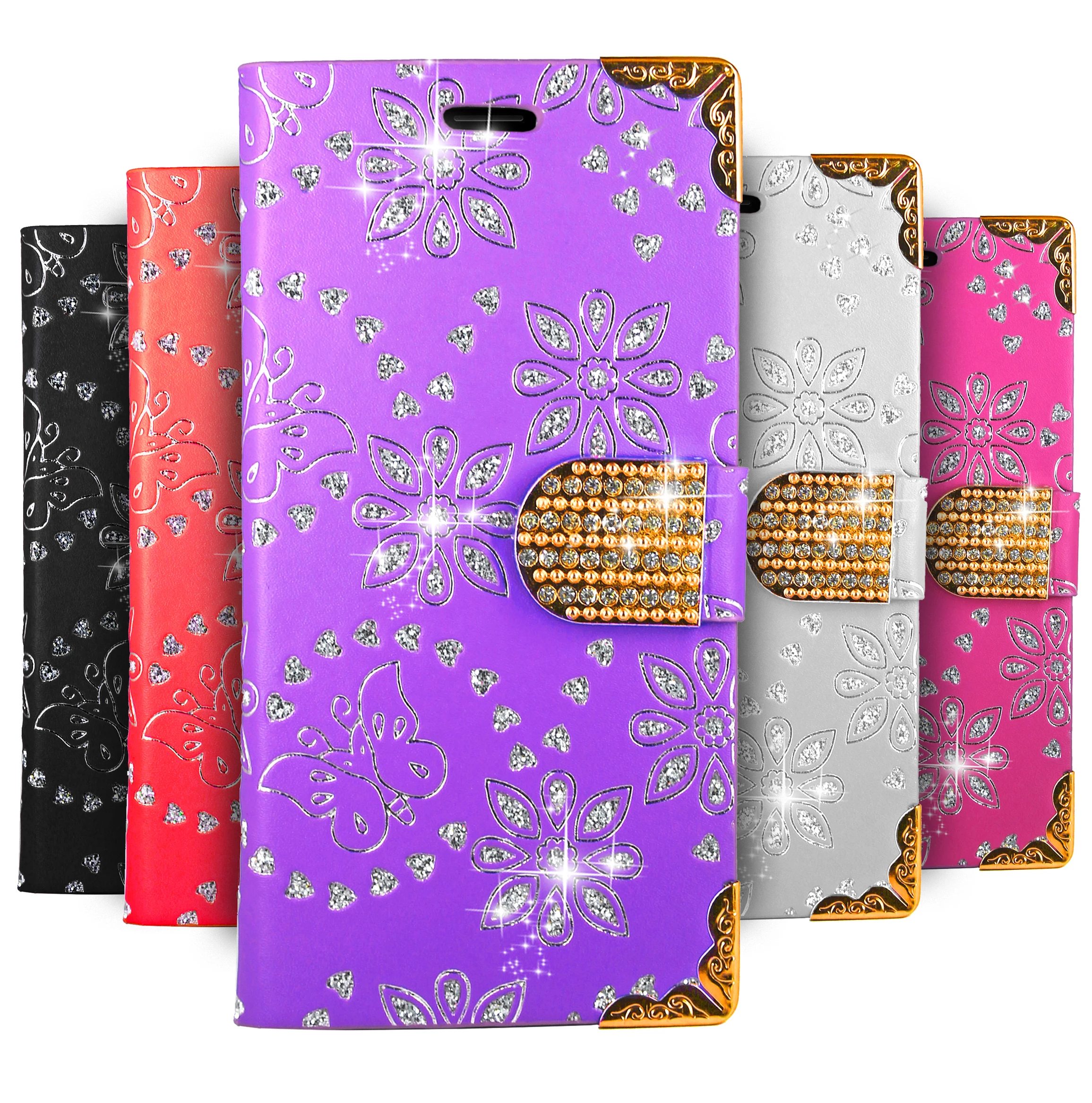 Bling Wallet Case Holder Leather Pocket Cover Capa Coque For Moto E E4 E5 E6 E6S E7 Z Z2 Z3 Edge Plus Play S 2020