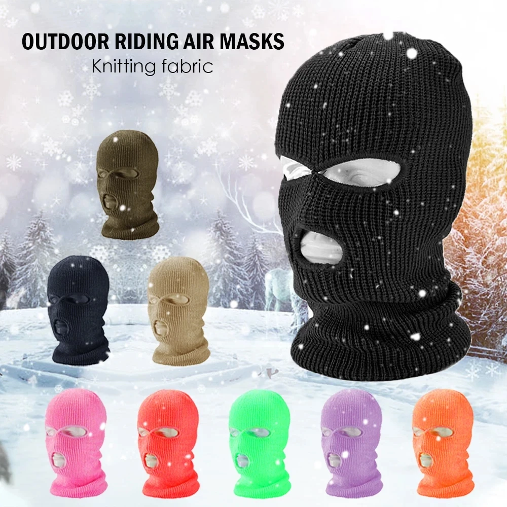 3 Hole Balaclava Full Face Cover Mask Knit Hat Army Tactical CS Winter Ski Cycling Mask Beanie Hat Scarf Warm Face Masks