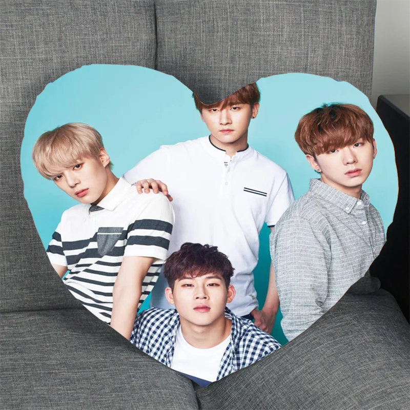 Custom Monsta X Kpop Pillowcase Cover Heart Shape Zipper Pillow Cover Best Gift Size Wedding Decorate 41x36cm,47x42cm