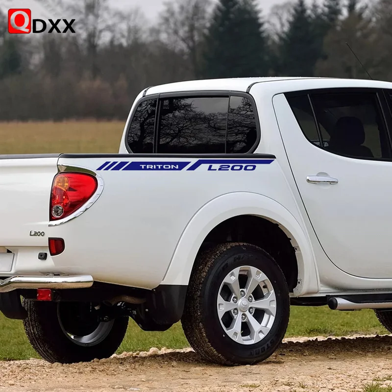 2 pcs Car Rear Tail Box Decor Vinyl Decals For Mitsubishi L200 Triton Sport Stripes Pickup Trunk Sticker Exterior Accessories