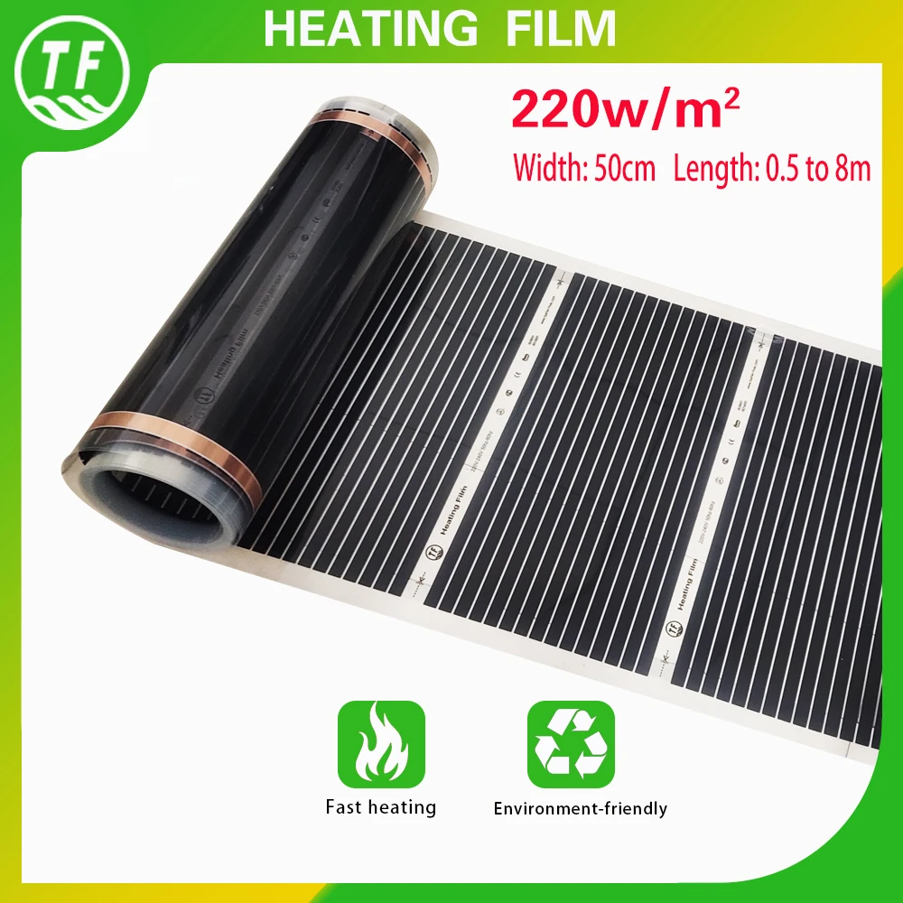 220W/M2 Hồng Ngoại Xa Điện Sàn Làm Nóng Phim AC220V 50Cm Rộng Tất Cả Các Kích Thước Ấm Lên Thảm Thích Hợp cho Tầng Trần Tường