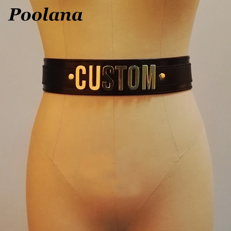 Custom Made to Order Name Personalised Custom Belt Punk Gothic Layered Leather Belt Letter Word Waist Belts