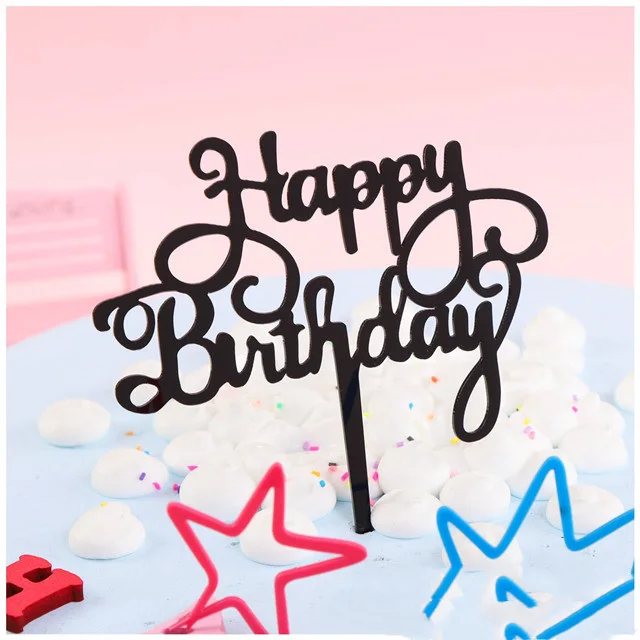 Gold Silber Alles Gute zum Geburtstag Kuchen Topper Acryl Klassische Geburtstag Cupcake Topper Dessert Dekoration für Baby Dusche Kuchen Liefert