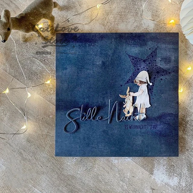 Stille Nacht-قوالب قطع معدنية ألمانية صامتة ، استنسل سكرابوكينغ ، صنع البطاقات ، النقش ، جديد لعام 2019