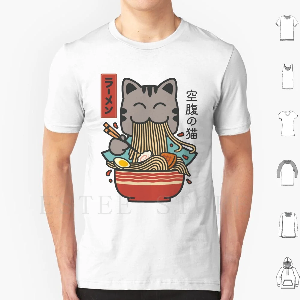 Ramen Cat Kawaii T Shirt Cotton Men DIY Print Ramen Cat Ramen Lover Cat Lover Neko Cute Cat Kawaii Kawaii Cat Cute Japanese