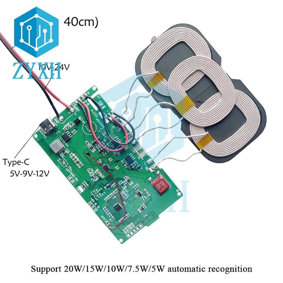 20W Wireless Charger Module 3-in-1 Transmitter Coil Qi Standard 15W 10W 7.5W 5W Universal Fast Charging For iPhone 11 Xs Max X