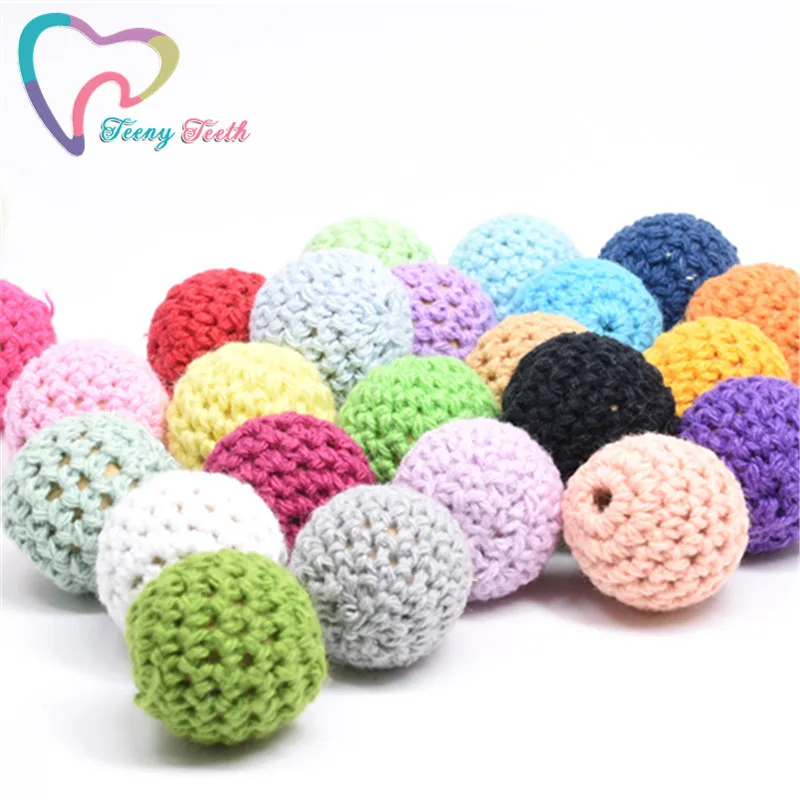 Teeny Teeth 10PCS Dia16 MM Baby Nursing Teething Crochet Beads Chewable Beads For DIY Jewelry Nursing Accessories Toy Baby Items