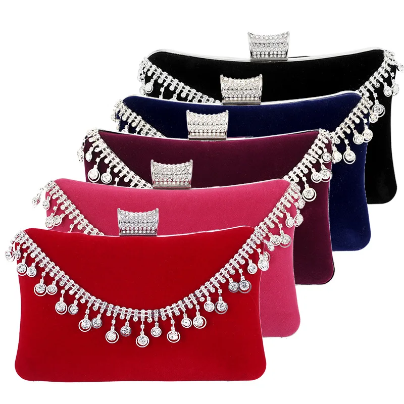 

High-grade diamond dinner bag bride dress hand messenger bag Pearl tassel Women Crystal Clutch Evening Bag Luxury Handbag Ladies