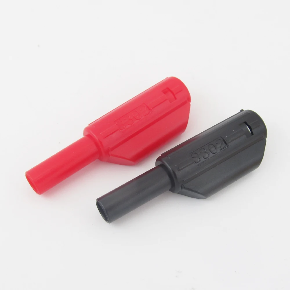 1 pair 3.5mm Banana Plug Hard Plastic Insulated Stackable Safety Protection Red + Black