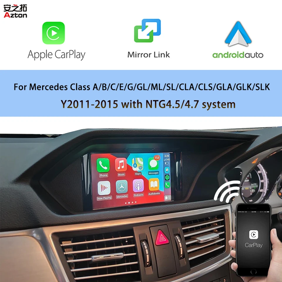 W204 Apple CarPlay Android Auto Retrofit For Mercedes C Class 2012 2013 2014 CarPlay IOS Screen Mirroirng onto Original Screen