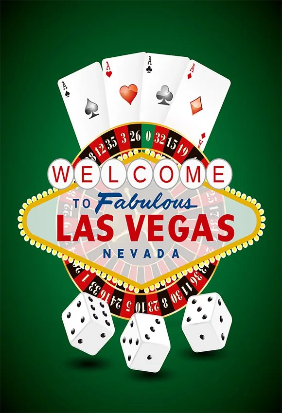 

5x7FT French Roulette Wheel Las Vegas Sign Playing Cards Dice Custom Photo Studio Backdrop Background Vinyl 220cm X 150cm