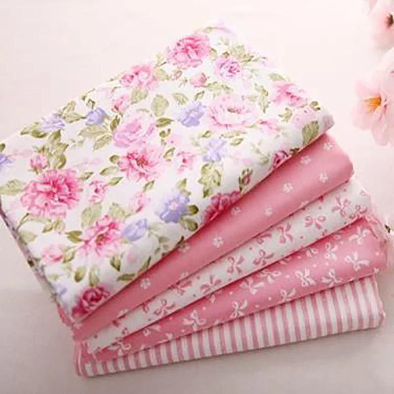 Booksew Tissu Africain Fabric 5 PCS 40cmx50cm Pink Quilting 100% Cotton Fabric Flowers Telas Patchwork Algodon Sewing Tilda