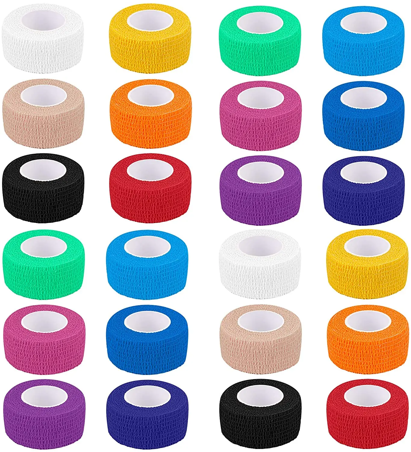 20 Pack 1 inch x 5 Yards Bandage Wrap Self Adherent Wrap Breathable Self Adhesive Bandage Wrap Rolls Cohesive Bandage Athletic