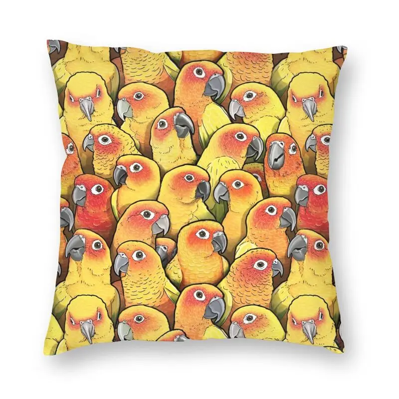 Sun Conures Squad Cushion Covers Sofa Home Decorative Parrot Birds Square Throw Pillow Case 40x40