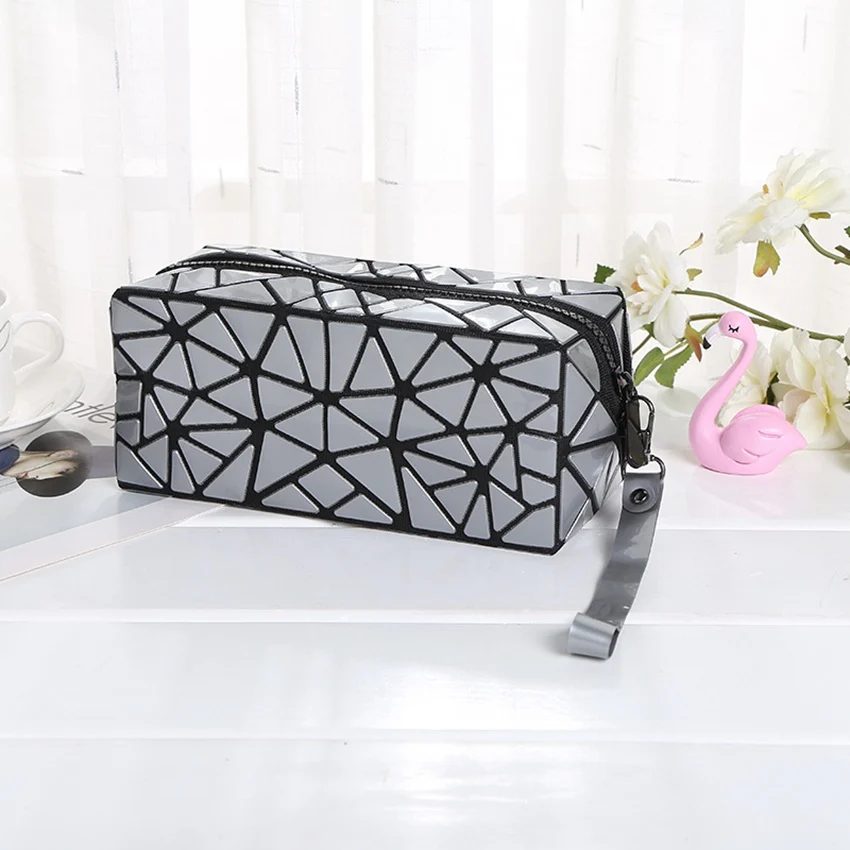 WSYUTUO Geometric Cosmetic Bag Geometric Folding Women Make Up Bag Travel Makeup Case Beauty Bag Organizer Toiletry Kit Pouch