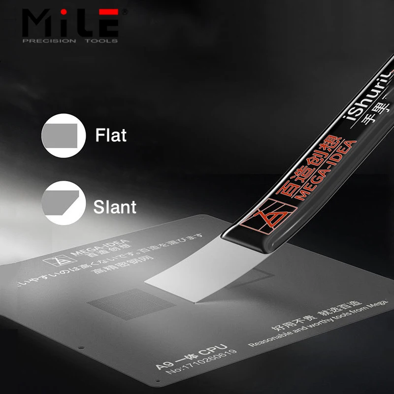 

MILE T0,2 мм скребковый оловянный нож с плоским косым ртом для паяльной пасты, шарик для посадки, скребок BGA из нержавеющей стали, инструмент для очистки