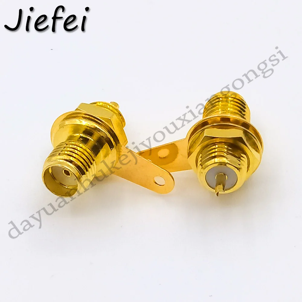 Imagem -06 - Banhado a Ouro rf Adaptador Conector Sma Feminino Panel Mount com Bulkhead Handle Solda Novo 100 Pcs