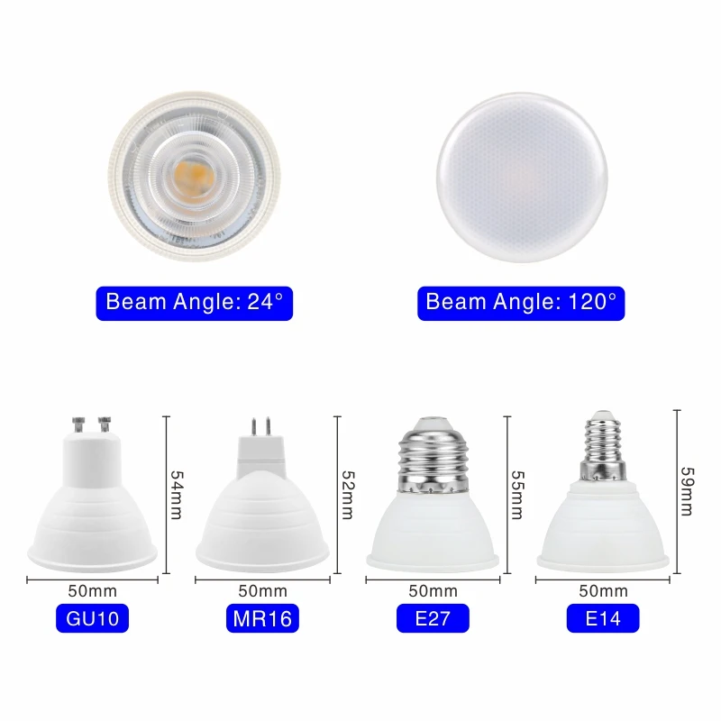 Imagem -02 - Lâmpada de Led Unidades Mr16 Gu5.3 Gu10 E27 E14 6w 220v240v Holofote Luz 24 120 Graus