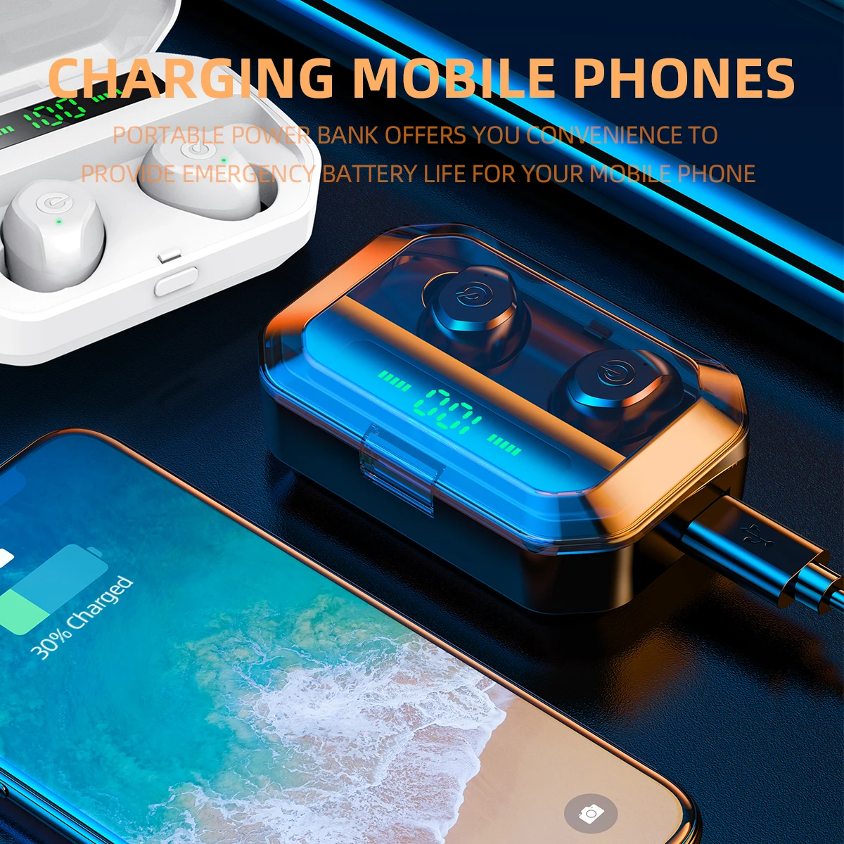 ZQB-auriculares TWS P10, inalámbricos por Bluetooth 5,0, con cargador de 1200mAh, estéreo, deportivos, resistentes al agua, con micrófono