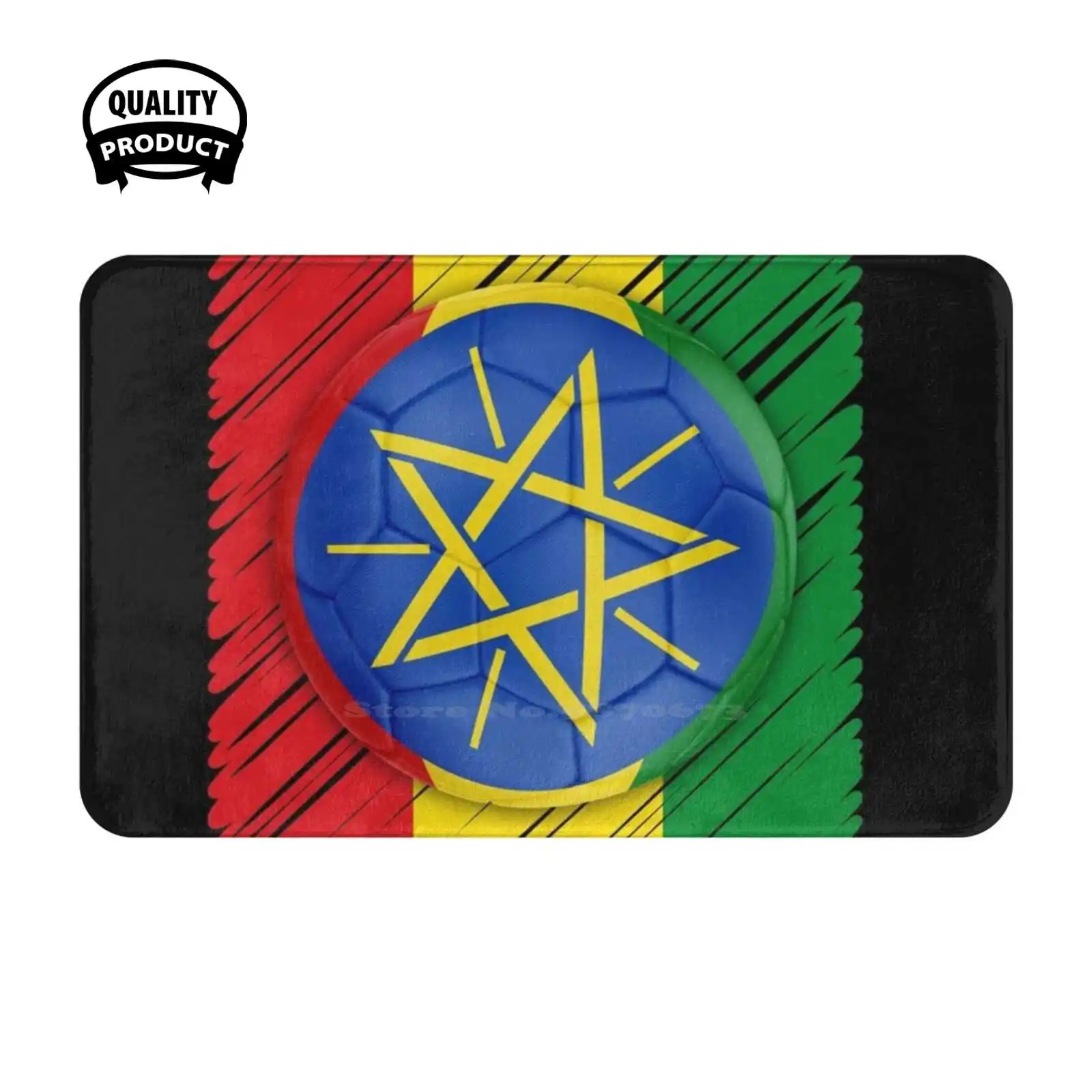 Ethiopia Football Flag Soft Cushion Home Carpet Door Mat Car Rug Ethiopian National Flag Competition Sports Futbol Player