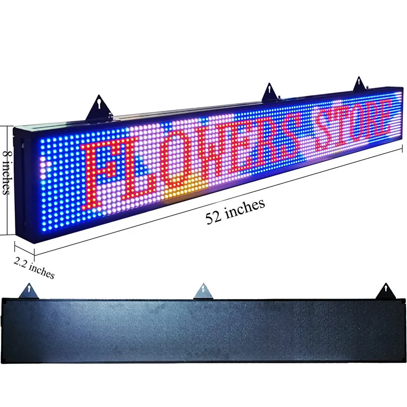 P10 mm Led Sign 52 x 8 inch Led Scrolling Message Board RGB Full Color Display for Advertising Business Programmable by WiFI