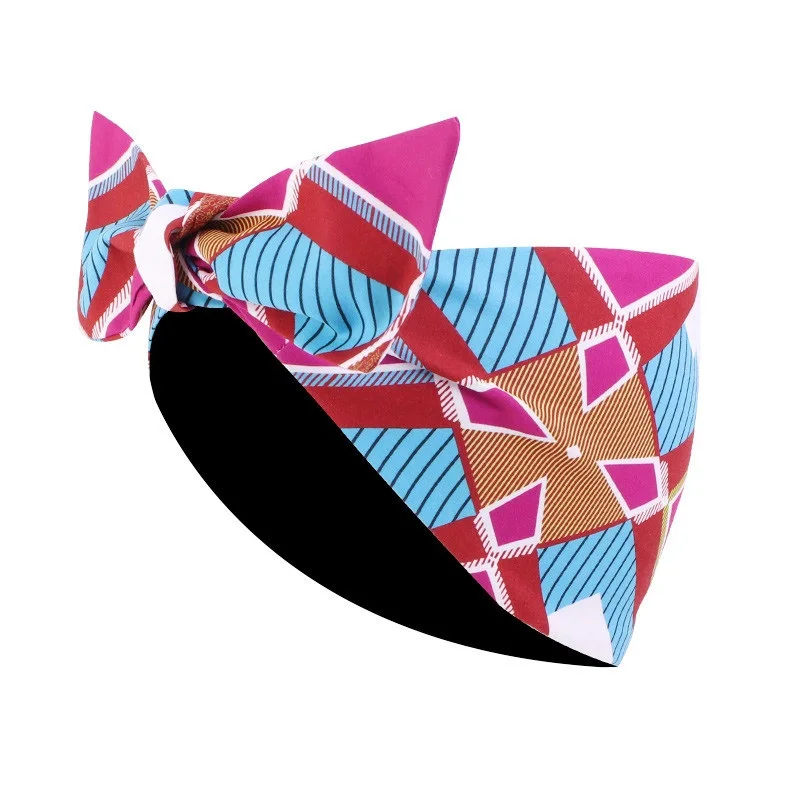 Bohemian Bow Hair Band Women African Pattern Print Bandana Headband Twist Style Salon Make Up Hair Wrap Headwear Hair Accessorie