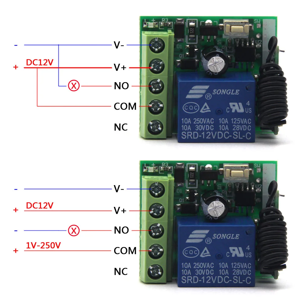 DC12V Receiver Controller 10A Relay 1 CH Channel 433Mhz Wireless RF Remote Control Switch Transmitter With Receiver Module