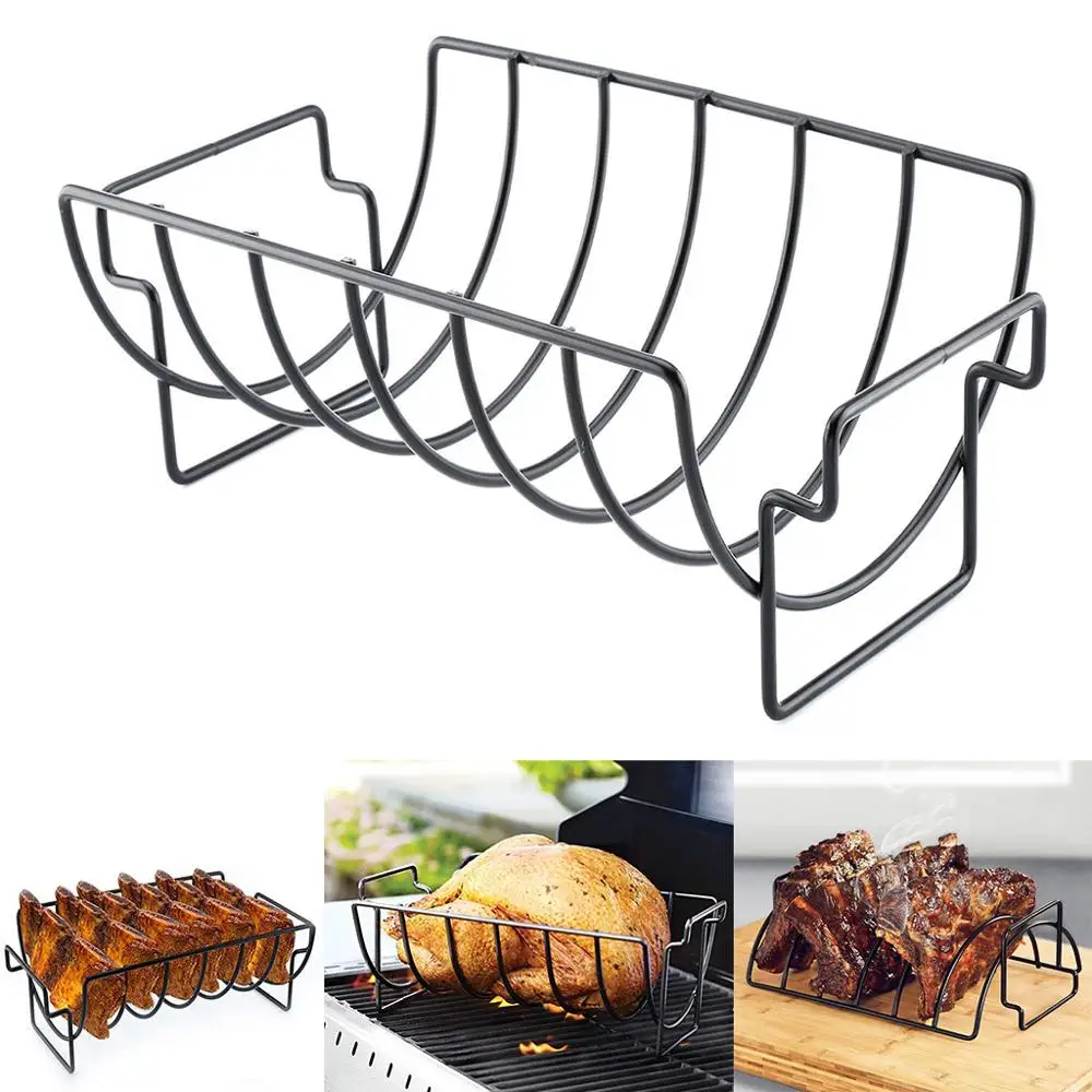 

Non-Stick Stainless Steel Steak Rack Stand Holders Roasting Rib Rotisserie Kitchen Accessories Grilling BBQ Tools Barbecue Stuff