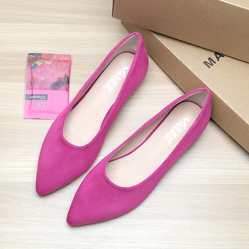 Women Flats Pointed Toe Black Shoes for Women Working and Daily Use Rose Red Lady Flats Flat Bottom Solid Color All Match Soft